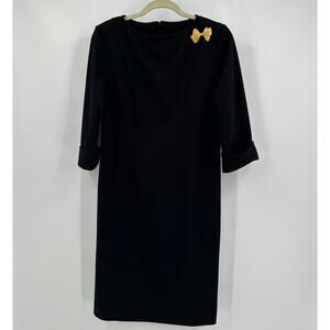 Castlebrook Womens Dress Size 6 Vintage Black Mod Minimalist Attached Bow Brooch